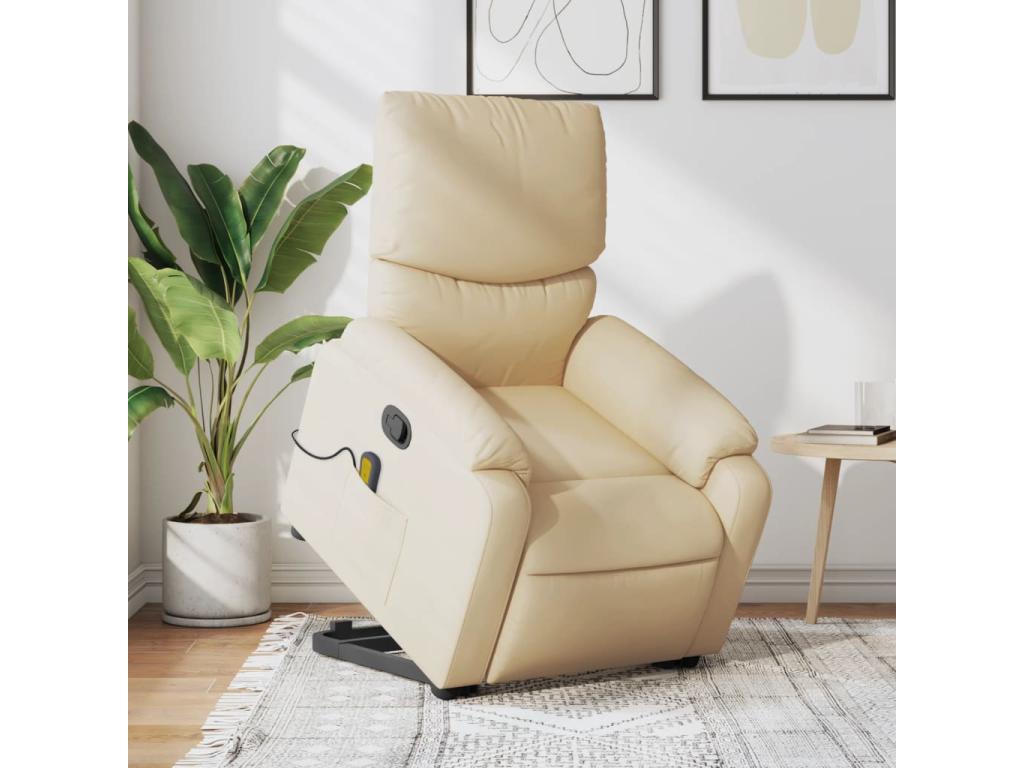 Silla de masaje reclinable de pie de tela color crema
