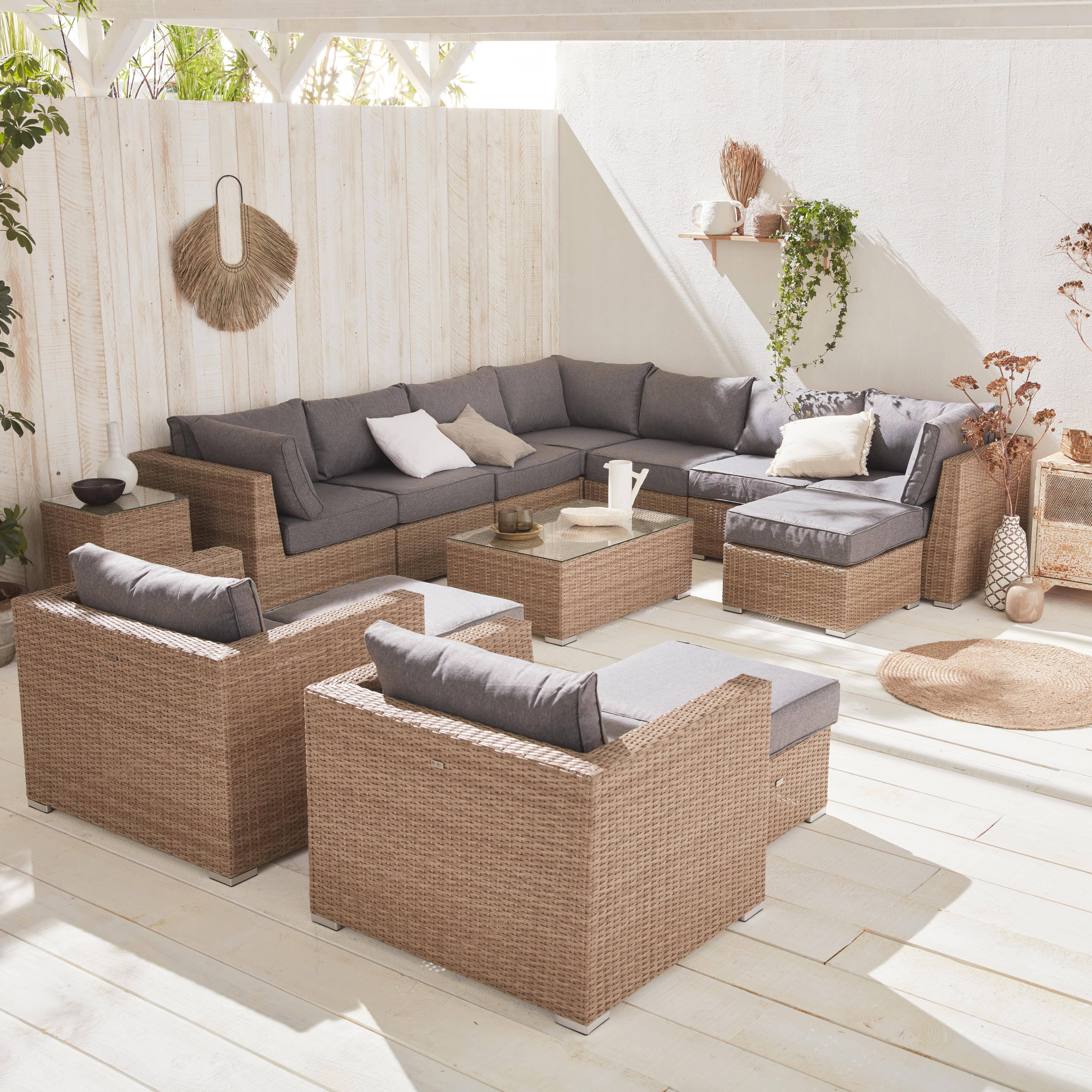 Verona - Conjunto de jardín de resina tejida, 12 a 14 plazas