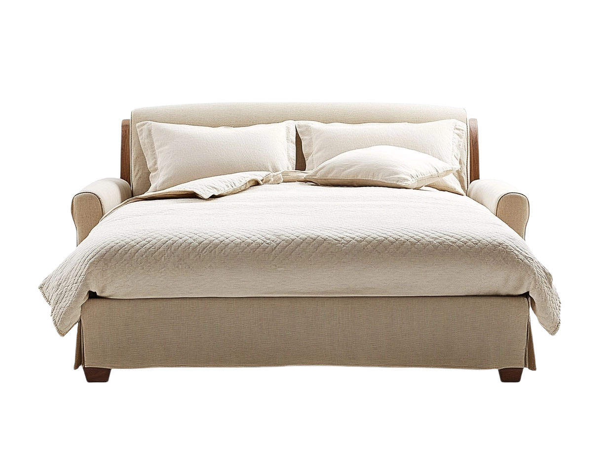 Sofá cama beige 190x90 cm ideal para salón, estructura de madera, diseño moderno y funcional ol7687832