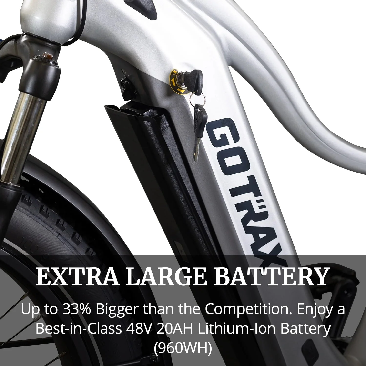 GOTRAX Tundra Electric Bike for Adults, 750W 48V 26" x 4" Fat Tire Adult Dirt Electric Bicycle, 20MPH All Terrain Electric Mountain Bike, Step over, Silver - Image 13