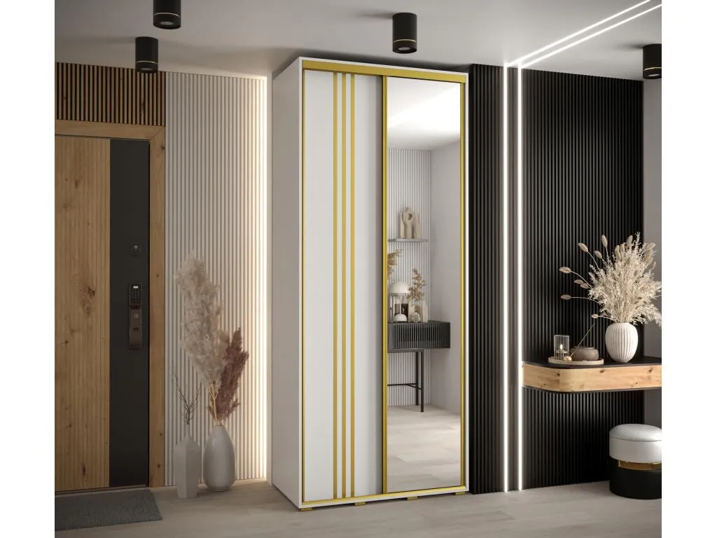 ARMARIO Banakdecoracion 7 DE PUERTAS CORREDERAS 235.2/120/45 2 puertas (Blanco/Blanco/Oro) 94507JPBS