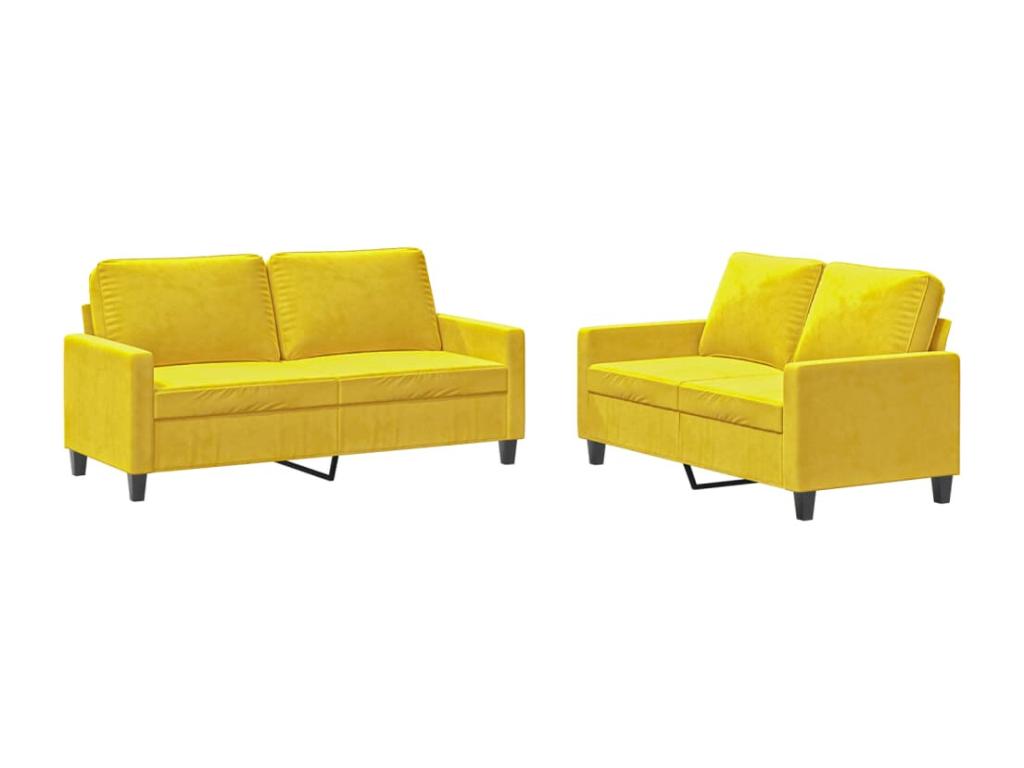 Juego de sofás con cojines 2 piezas terciopelo amarillo