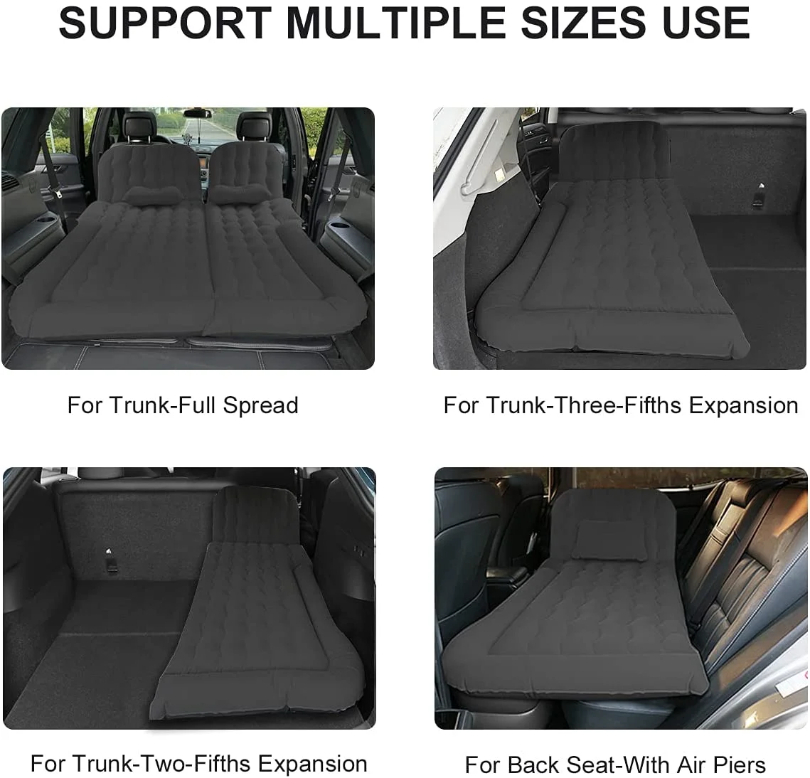 3 in 1 SUV Air Matterss | Car Mattress with Electric Air Pump-2 Support Fillers & 2 Pillows Fits SUV|MPV|Minivan for Road Trip Camping Black - Image 5