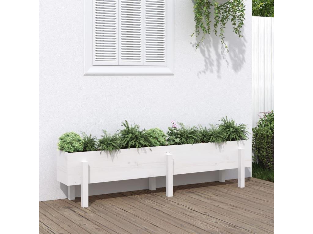 Arriate Decoromantico levado de jardín madera maciza pino blanco 160x30x38cm