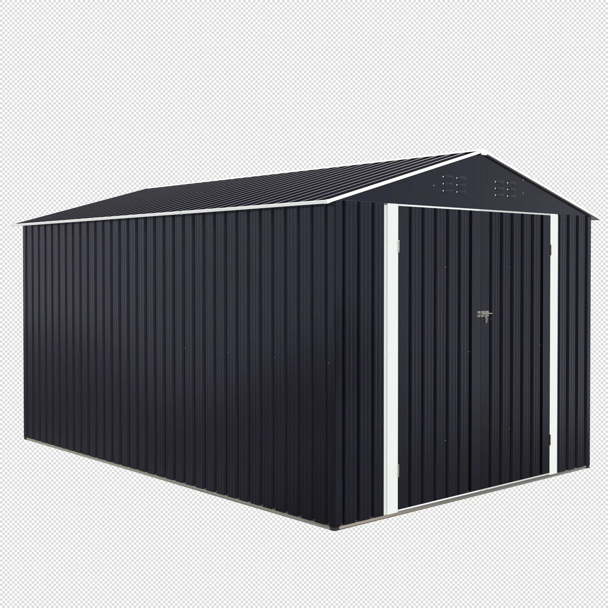 NETAJE 8x12 FT Outdoor Metal Shed with Updated Aluminum Frame, Storage Shed with Lockable Doors & Sliding Roof for Backyard, Garden, Gray - Image 8