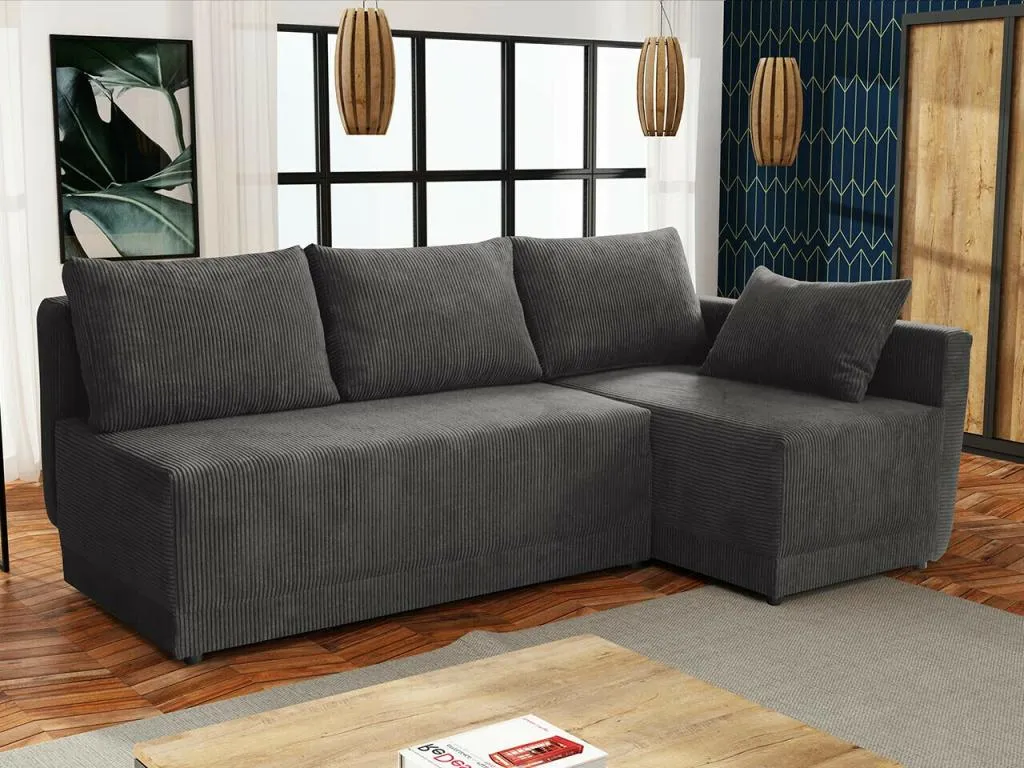 Sofá rinconero Homepleno 149 Gris Función de descanso Caja de ropa de cama 210x135cm 81123omwf