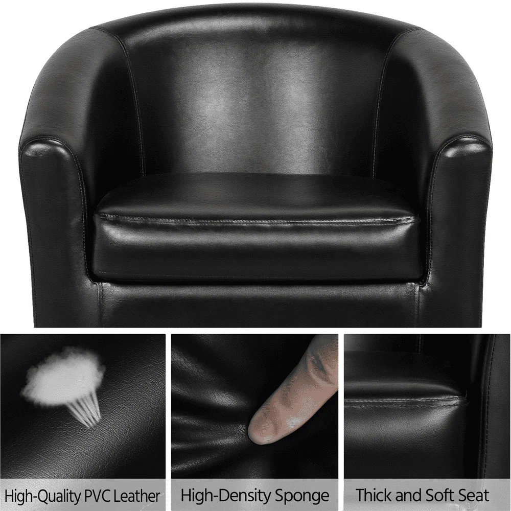 Yaheetech Faux Leather Accent Arm Chair For Living Room, Black - Image 6