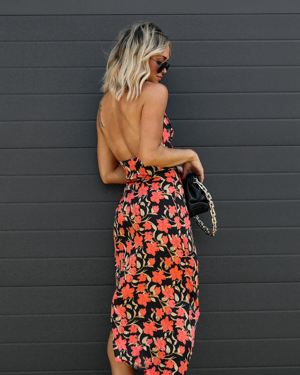 Autumn Bloom Ruched Halter Maxi Dress - Se7enfashion