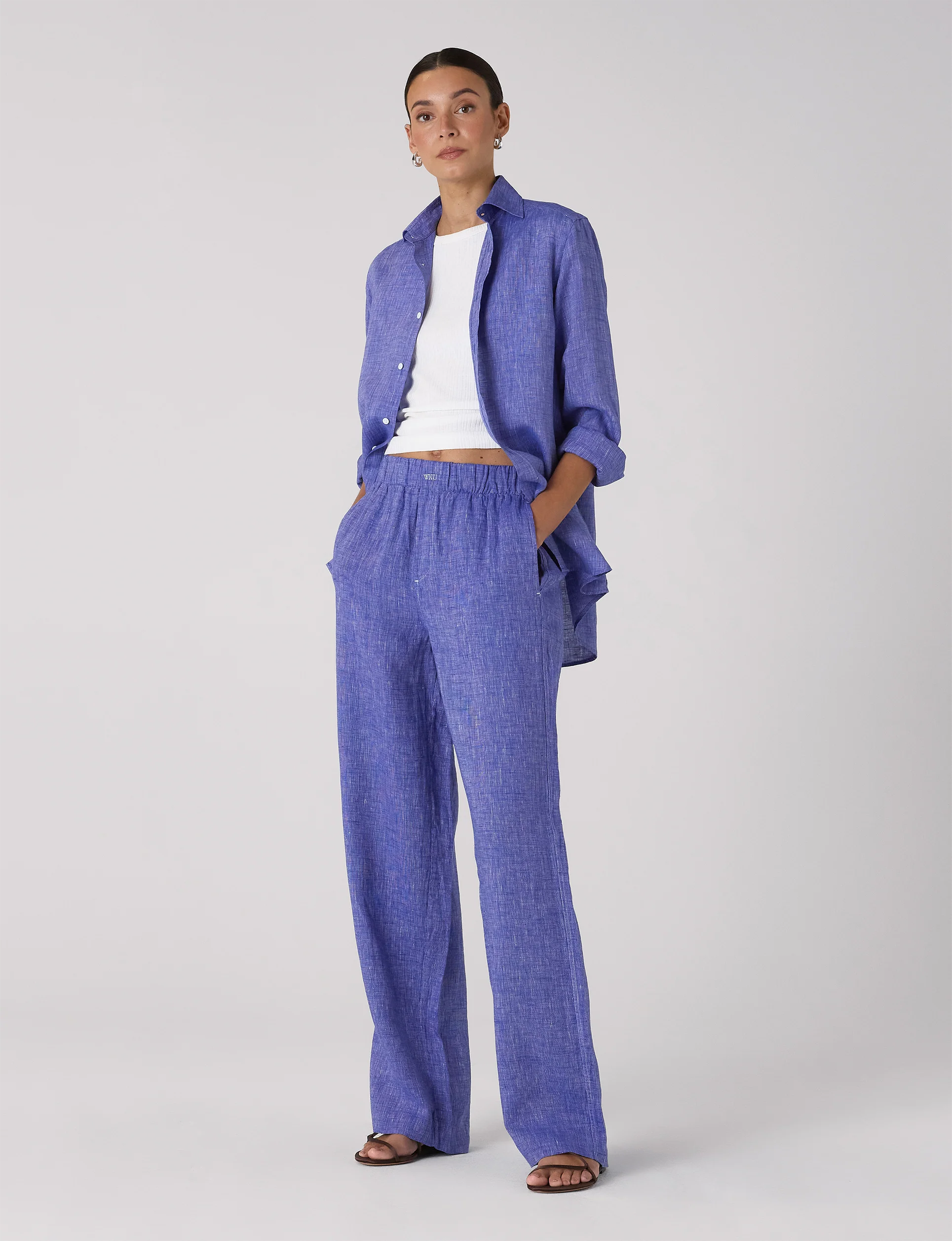 The Set: Linen Lapis Shirt & Palazzo