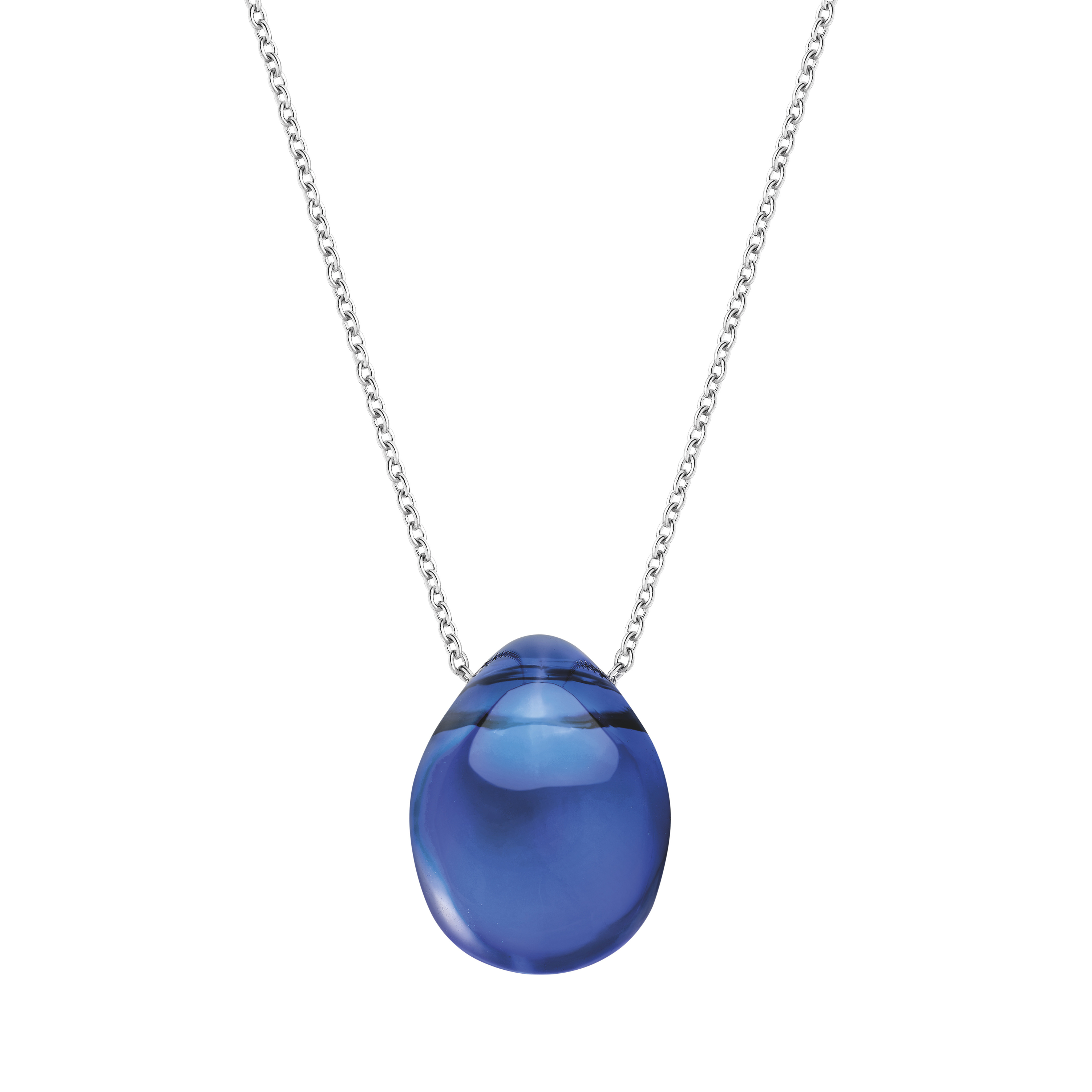 PENDENTIF CABOCHON - CRISTAL BLEU CAP FERRAT, ARGENT