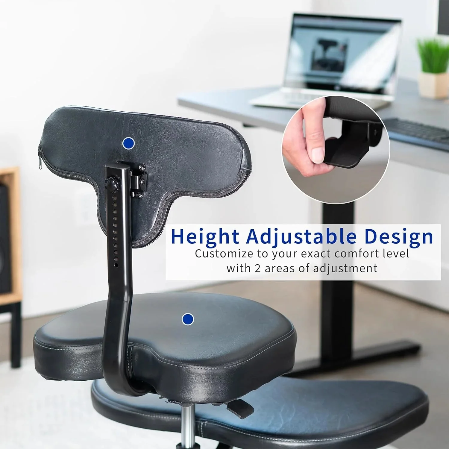 VIVO Cross-Legged Office Chair – Adjustable Height Floor Chair with Back Support for Yoga, Meditation, and ADHD (Black, CHAIR-CL02B-R)