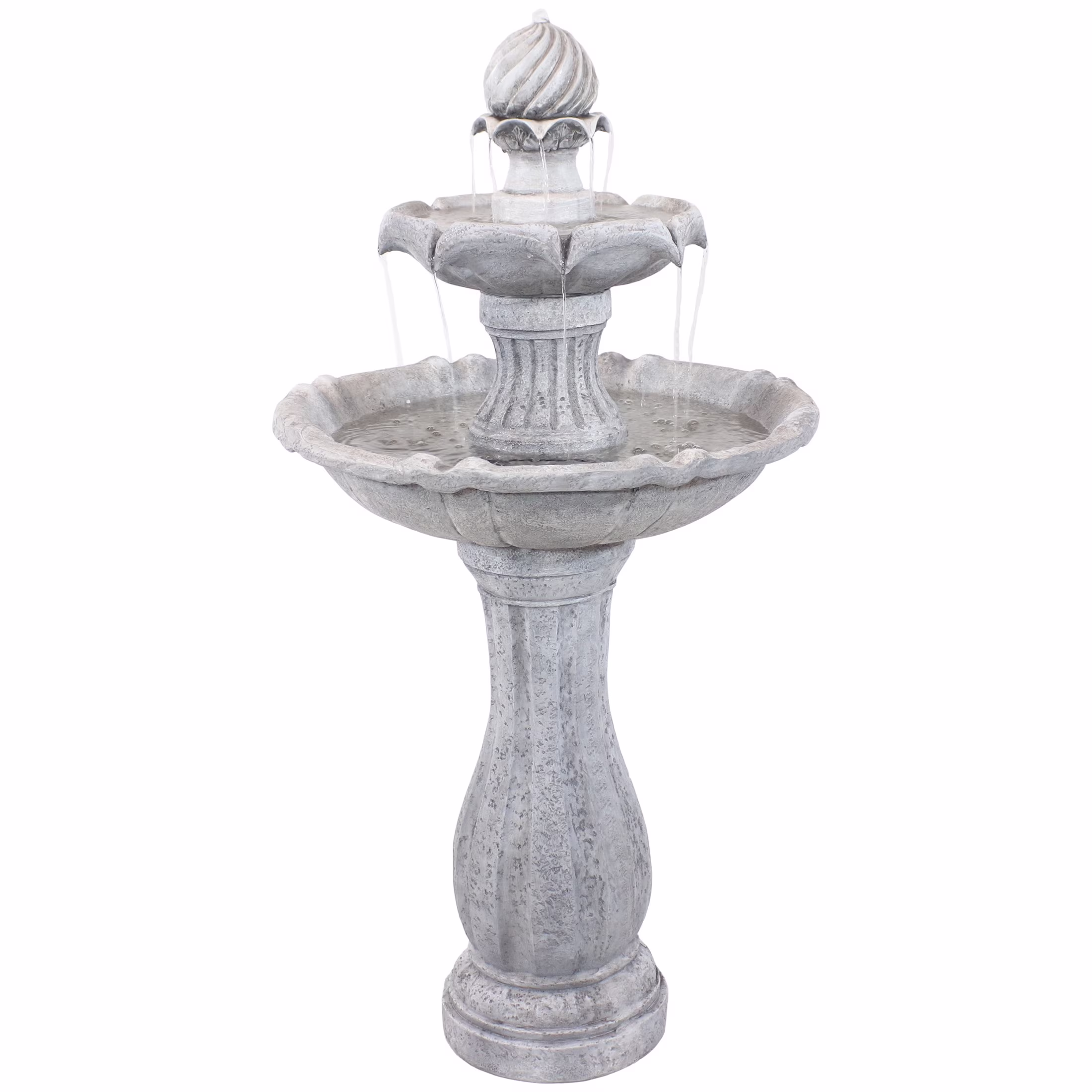 Sunnydaze 45" 2-Tier Arcade Solar Outdoor Water Fountain with LED - Earth - Image 5