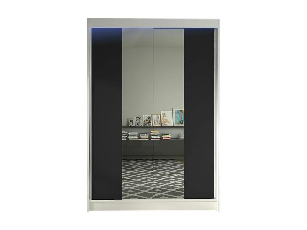 Armario Biocasahogar 200x120x58 cm en negro/blanco con puertas correderas YR5390846