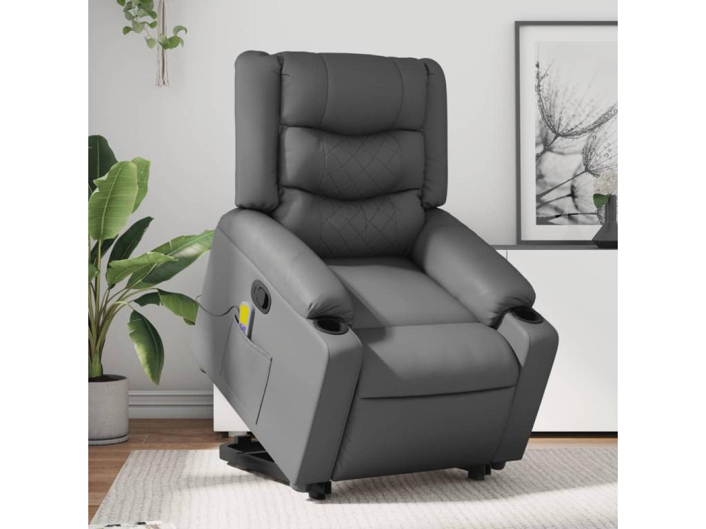 Sillón reclinable de masaje de pie cuero artificial gris