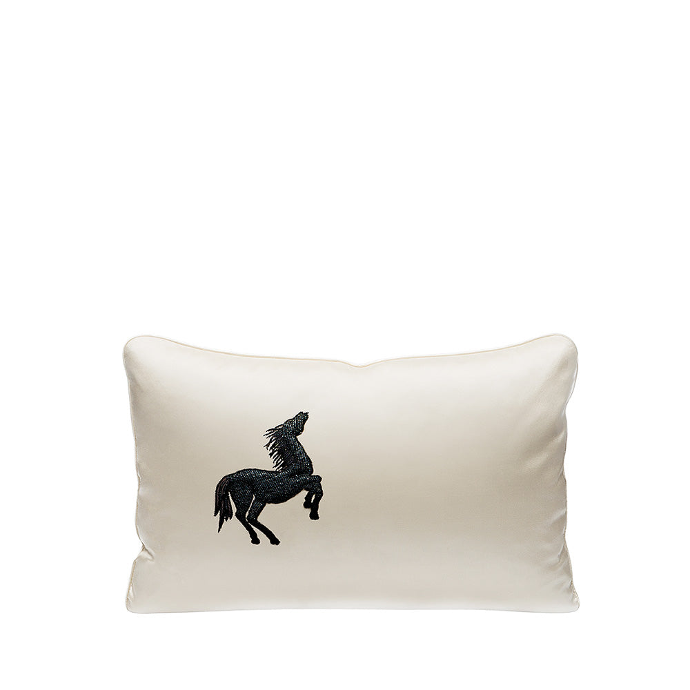 COUSSIN PERLÉ CHEVAL BONDISSANT - SOIE IVOIRE, PERLÉ, PETIT MODÈLE