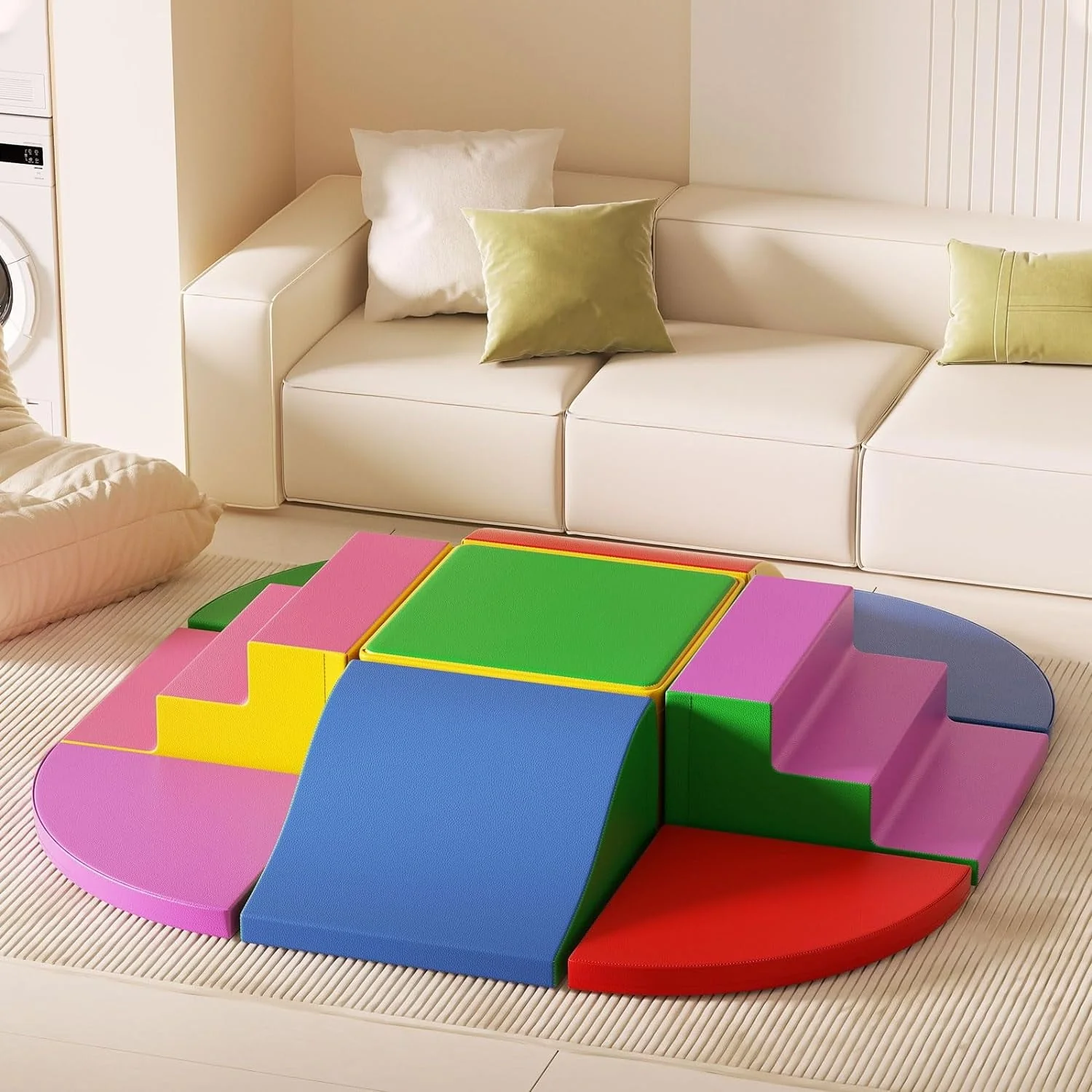 Foam Climbing Blocks for Toddlers, 9 Pieces Soft Play Climbing for Kids, Toddler Climbing Toys with Stair and Slide, Indoor Crawl and Climb Playset for Kids (Colorful) - Image 2