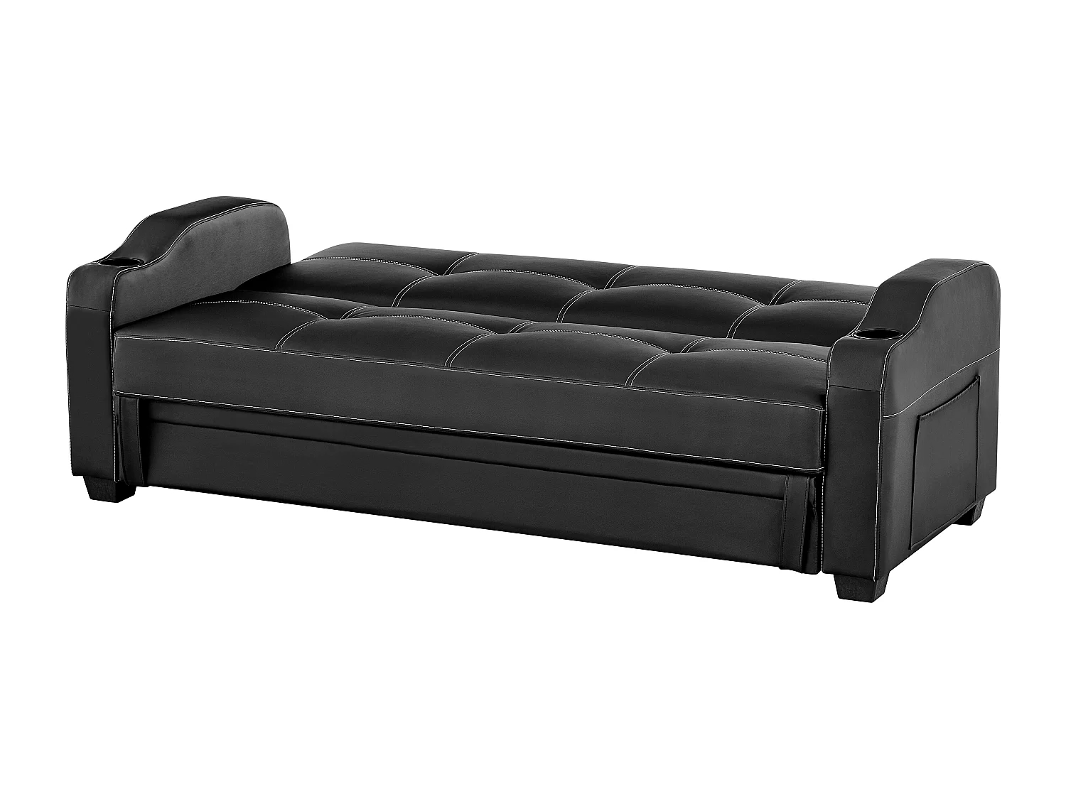 Sofá cama clic-clac de piel sintética MIRELLA - Negro