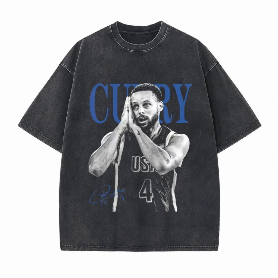 NBA All-Time Great Stephen Curry  Printed Unisex Washed T-Shirt