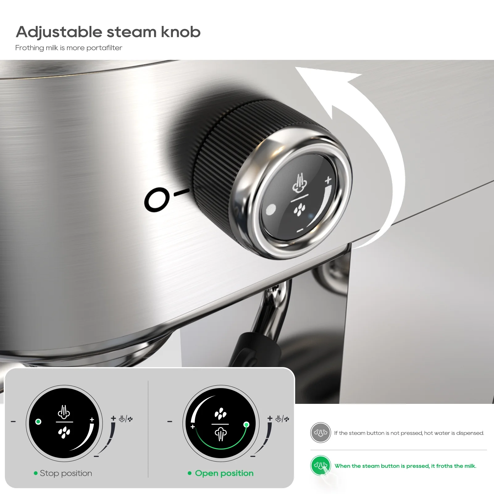 HiBREW 20 Bar Semi Automatic Espresso Machine for Home, Stainless Steel Coffee Maker with Steam Wand H10B - Image 5
