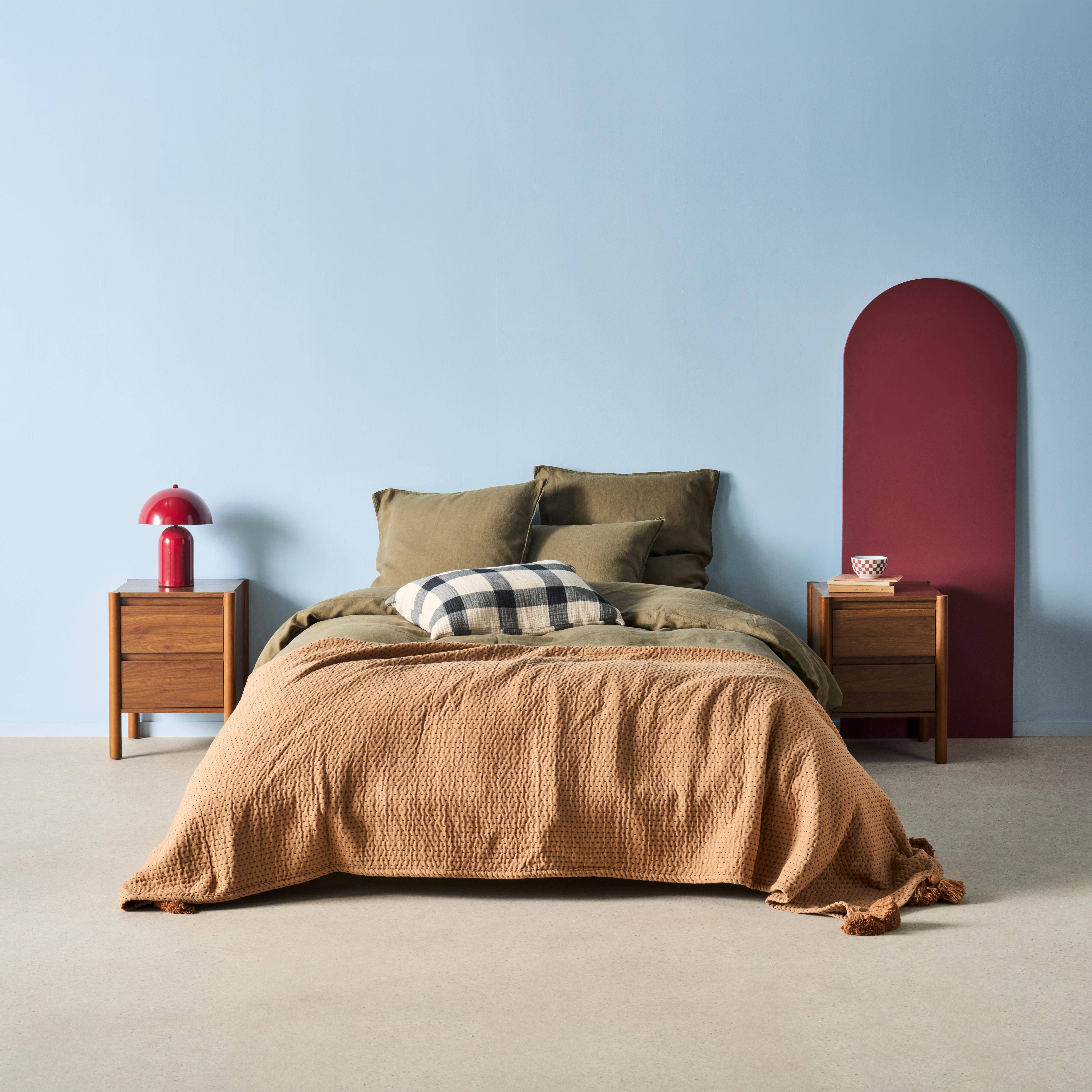 Harmony - Mesita de noche con decoración de madera, 2 cajones