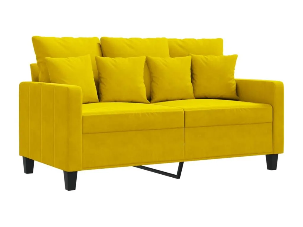 Sofá de dos plazas confeccionado en terciopelo amarillo con una longitud de 120 cm irip94856
