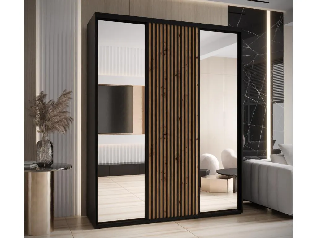 ARMARIO Luxmbls 2 DE PUERTAS CORREDERAS 205.2/190/60 3 puertas (negro/artisan) EDAO58179
