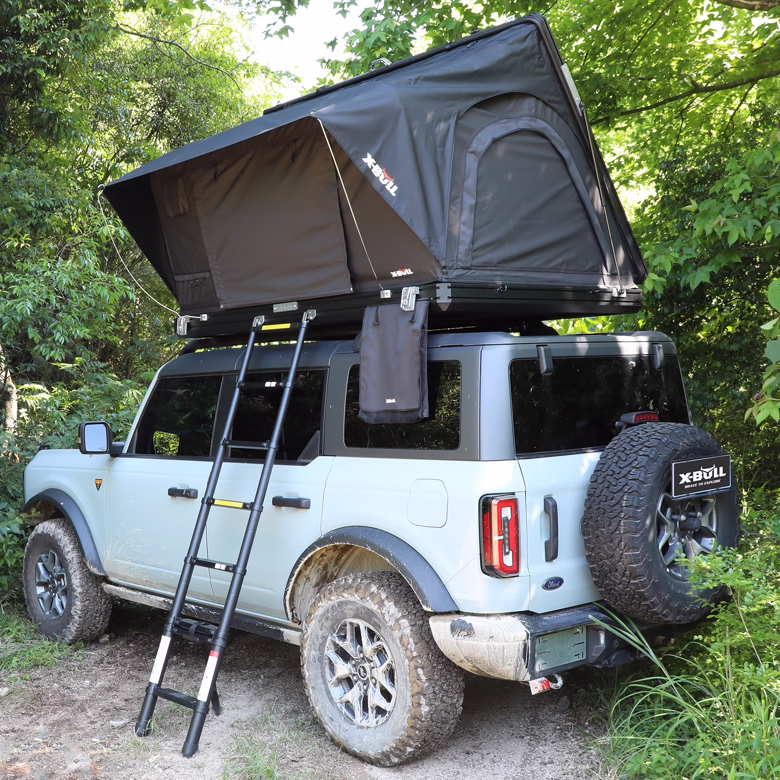 X-BULL Hard Shell Roof Top Tent with Ladder and Mattress