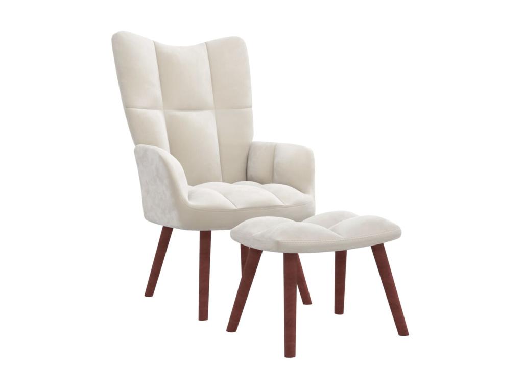 Sillón de relajación con reposapiés Terciopelo blanco crema
