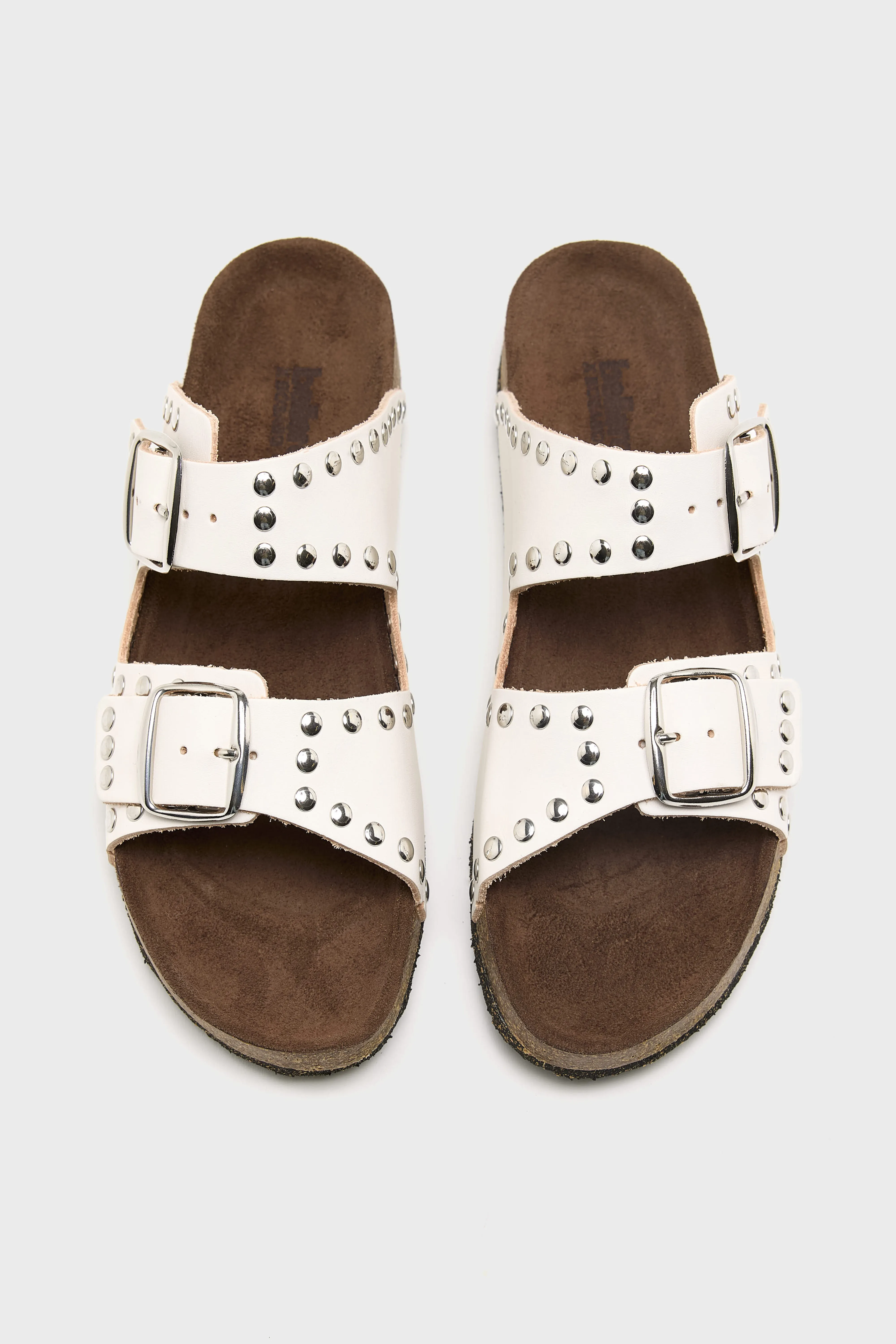 Bellerose White Leather Rivet Sandals  (261 / W / WHITE)