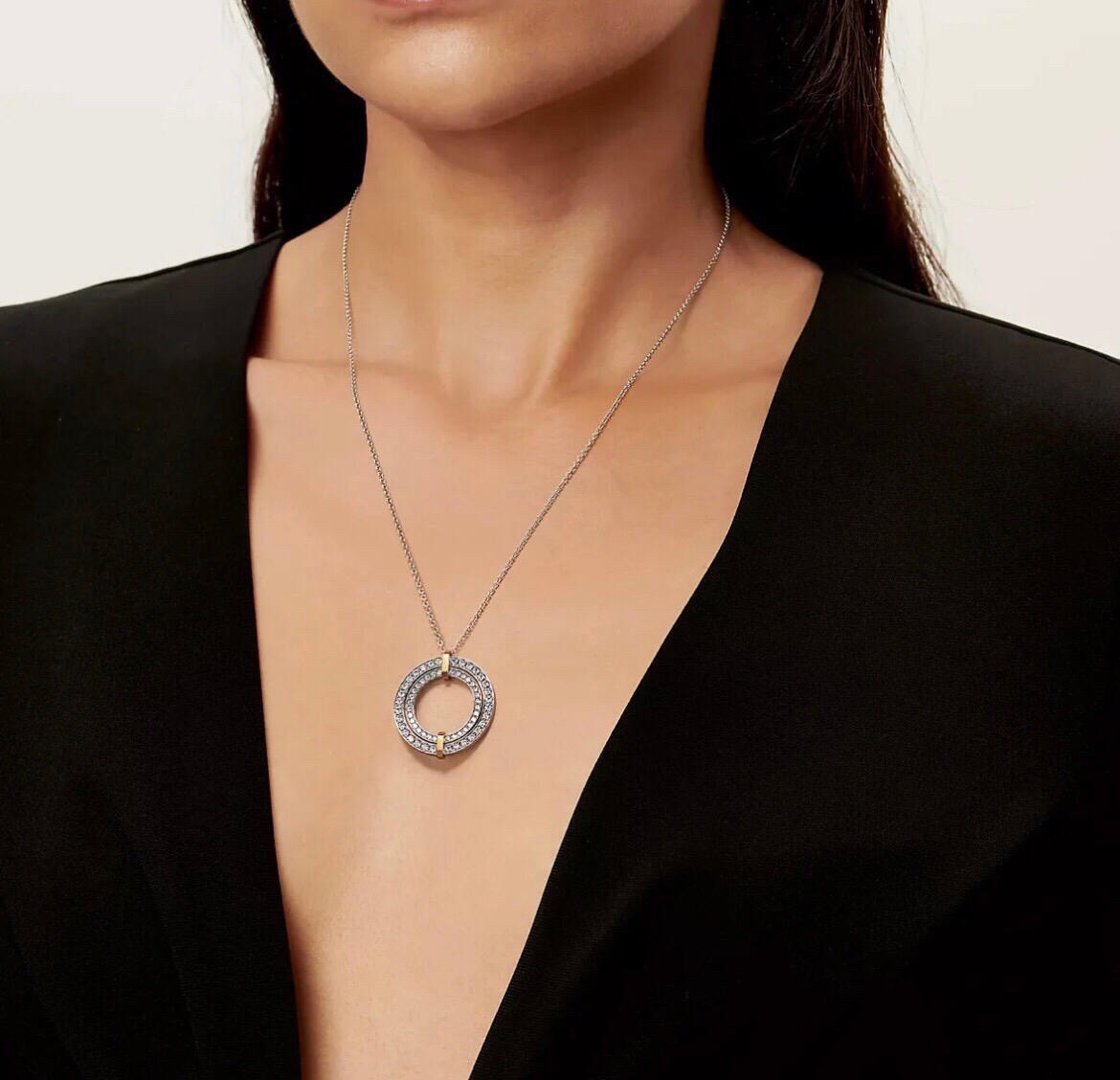 Tiffany Mixed Metal Color Large Round Pendant Necklace - Original Replica Club