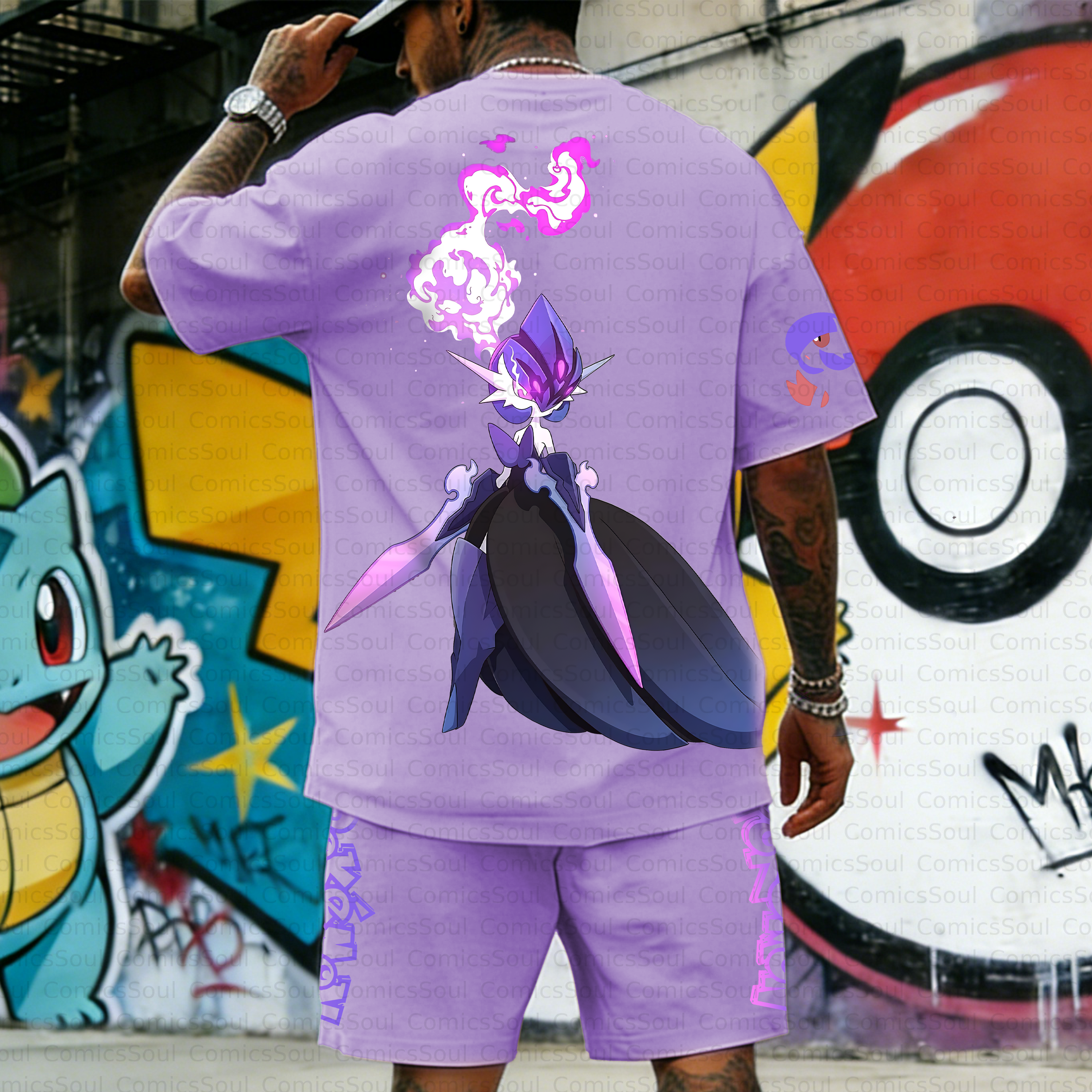 Unisex Anime Inspired Vintage T-shirt& Shorts 2 Pieces Set