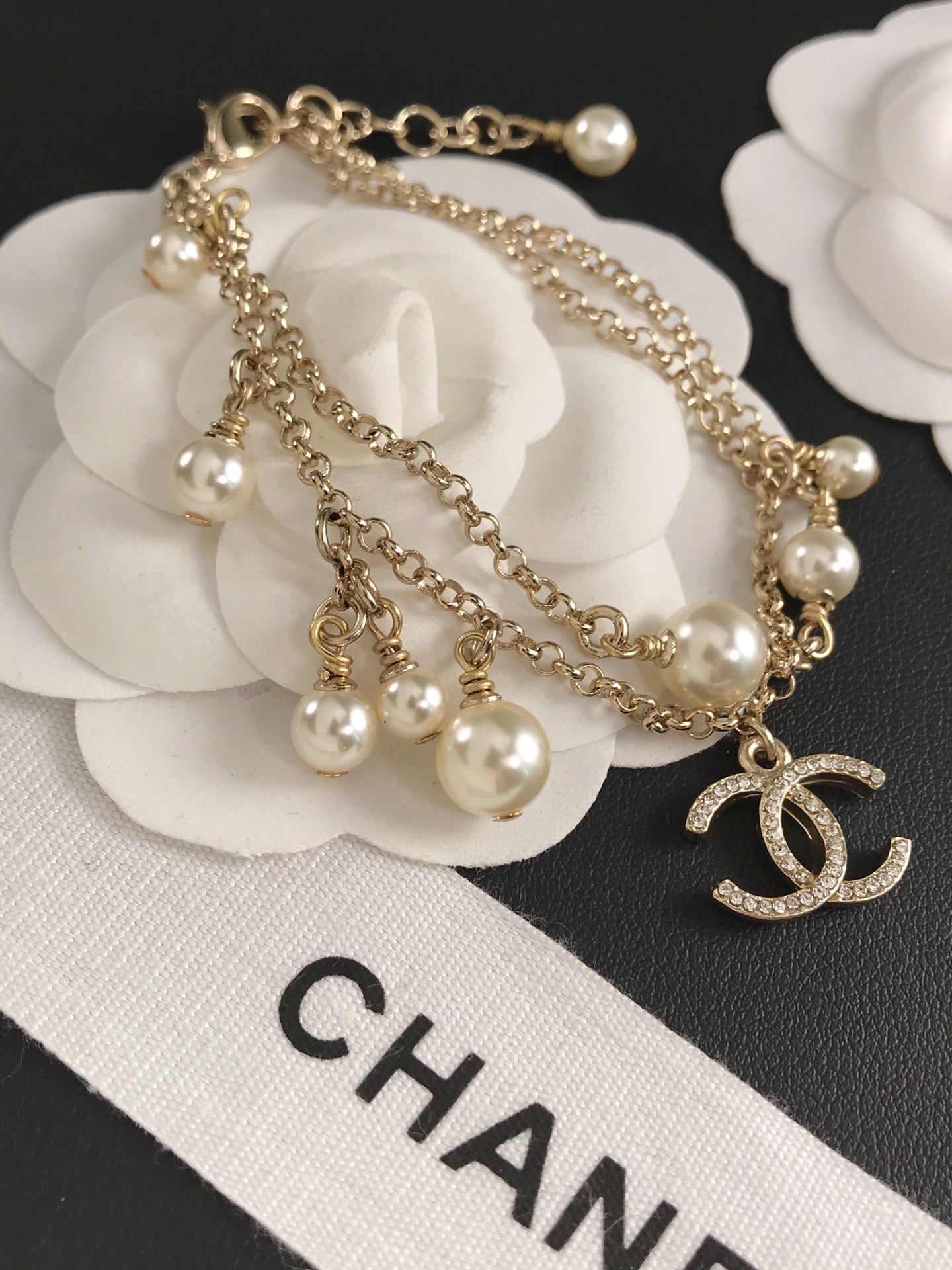 Chanel Dainty Two Layers Chain Pearl Bracelet - Original Replica Club