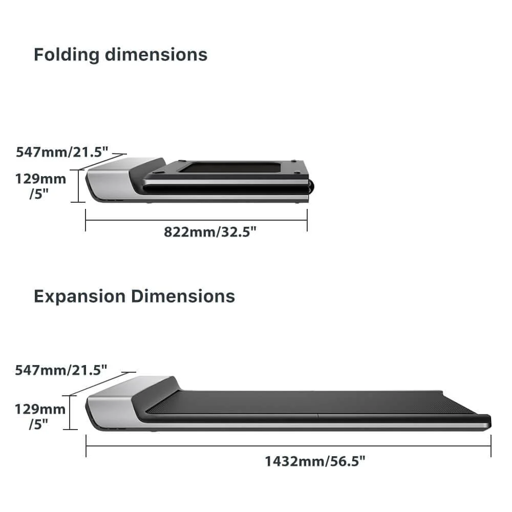 WalkingPad Folding Treadmill, Ultra Slim Foldable Treadmill Smart Fold Walking Pad Portable Safety Non Holder Gym and Running Device P1 Grey 0.5-3.72MPH - Image 9