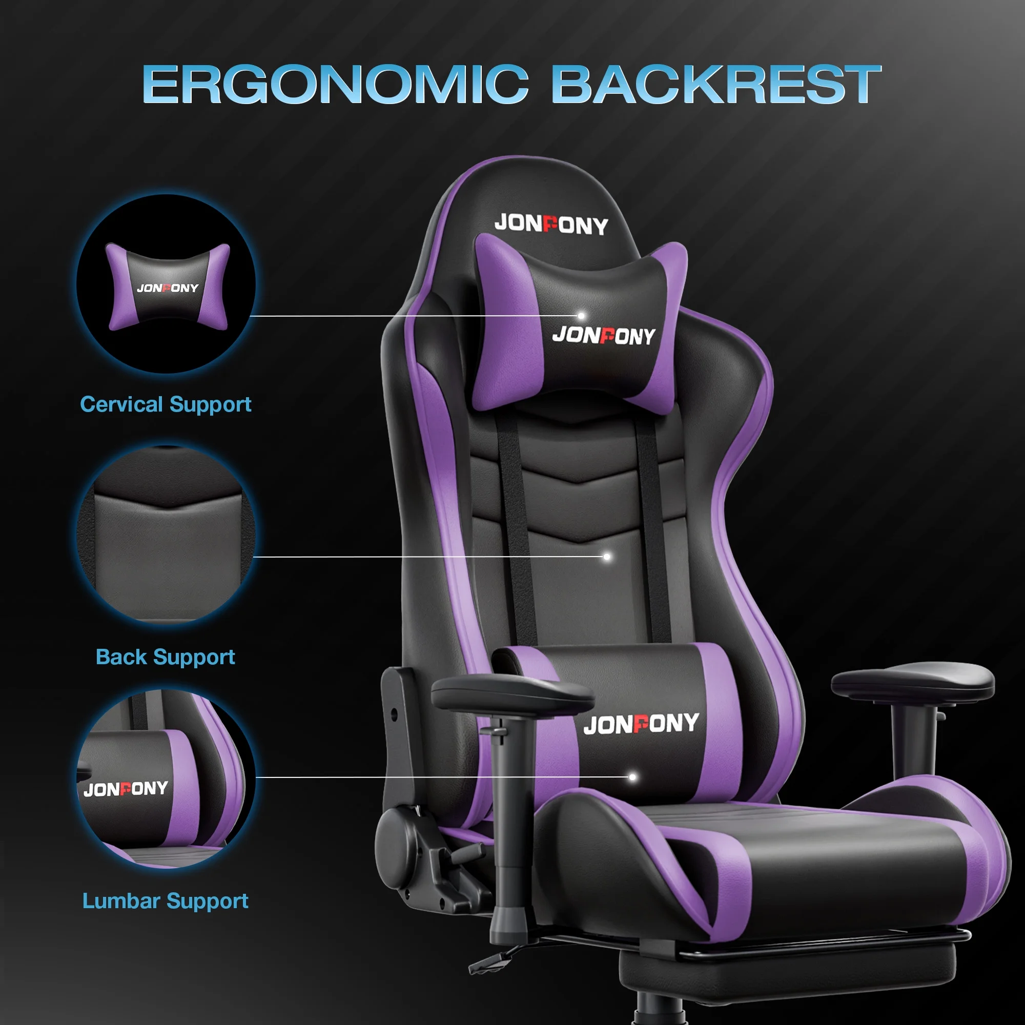 JONPONY Big and Tall 500LBS Gaming Chair, Ergonomic Design, Gamer Chair PU Leather with Footrest and Lumbar Support, High Back Office Chair Support 8 Hours Long Sitting, Computer Chair,Red - Image 41