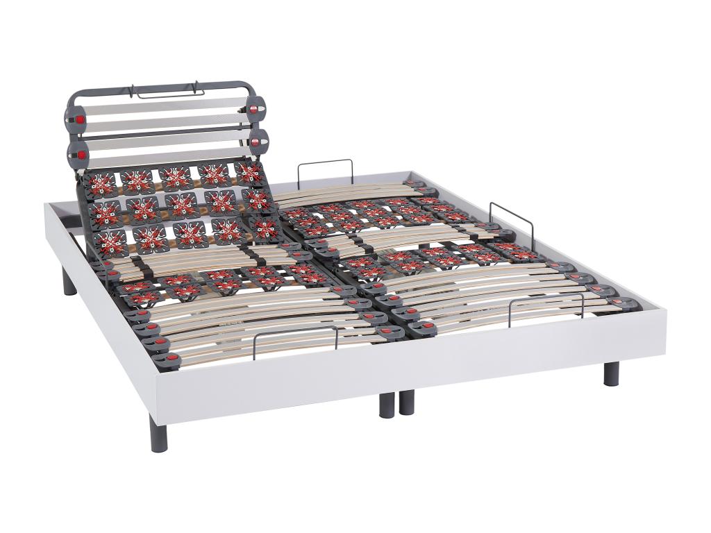 Cama articulada eléctrica con láminas y terminales, 100% látex y con 3 zonas MENELAS de DREMEA - Blanco - 2x80x200cm - motores OKIN