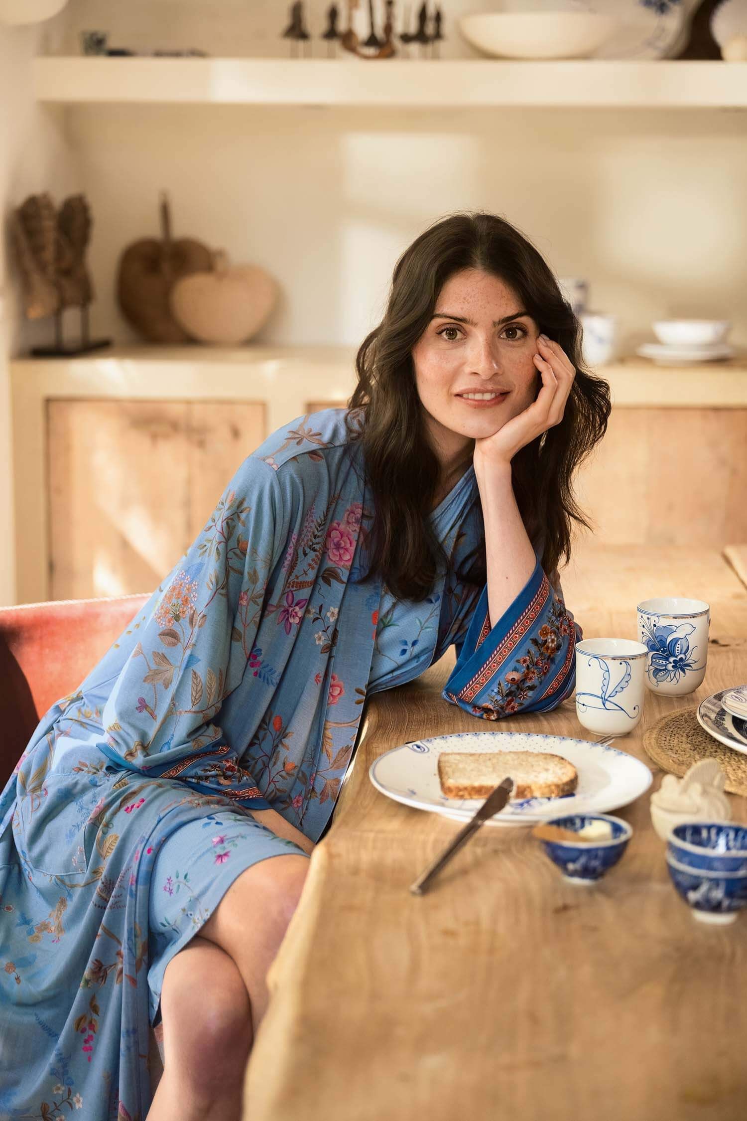 Noa Kimono Bodhi Flower Blue