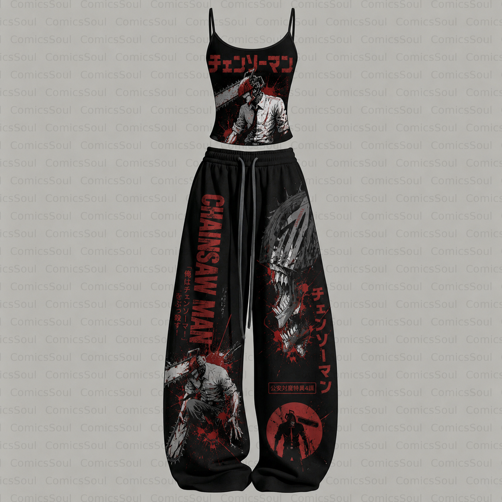 Chainsaw Man Top & Elasticated Trousers Two-Piece Set