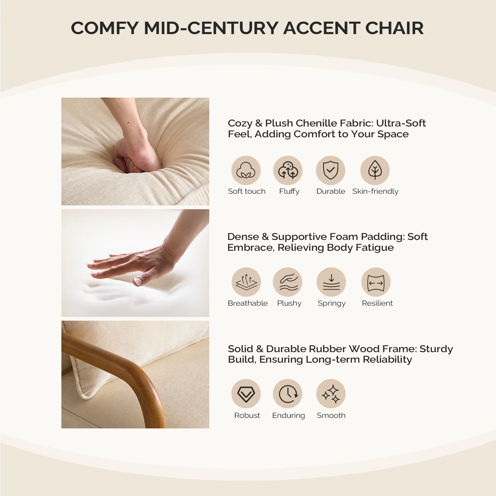 Ktaxon Accent Chair Corduroy Upholstered Armchair, Reading Club Chair with Pillow and Solid Wood Frame for Living Room Bedroom Furniture Off White - Image 104