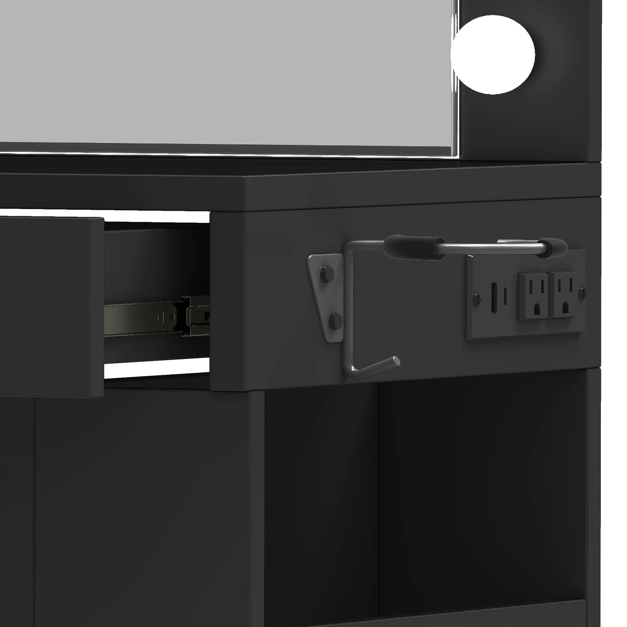 Uforic Makeup Vanity Desk with Mirror & Lights, Vanity Desk with 4 Drawers & Storage Shelves - White - Image 20