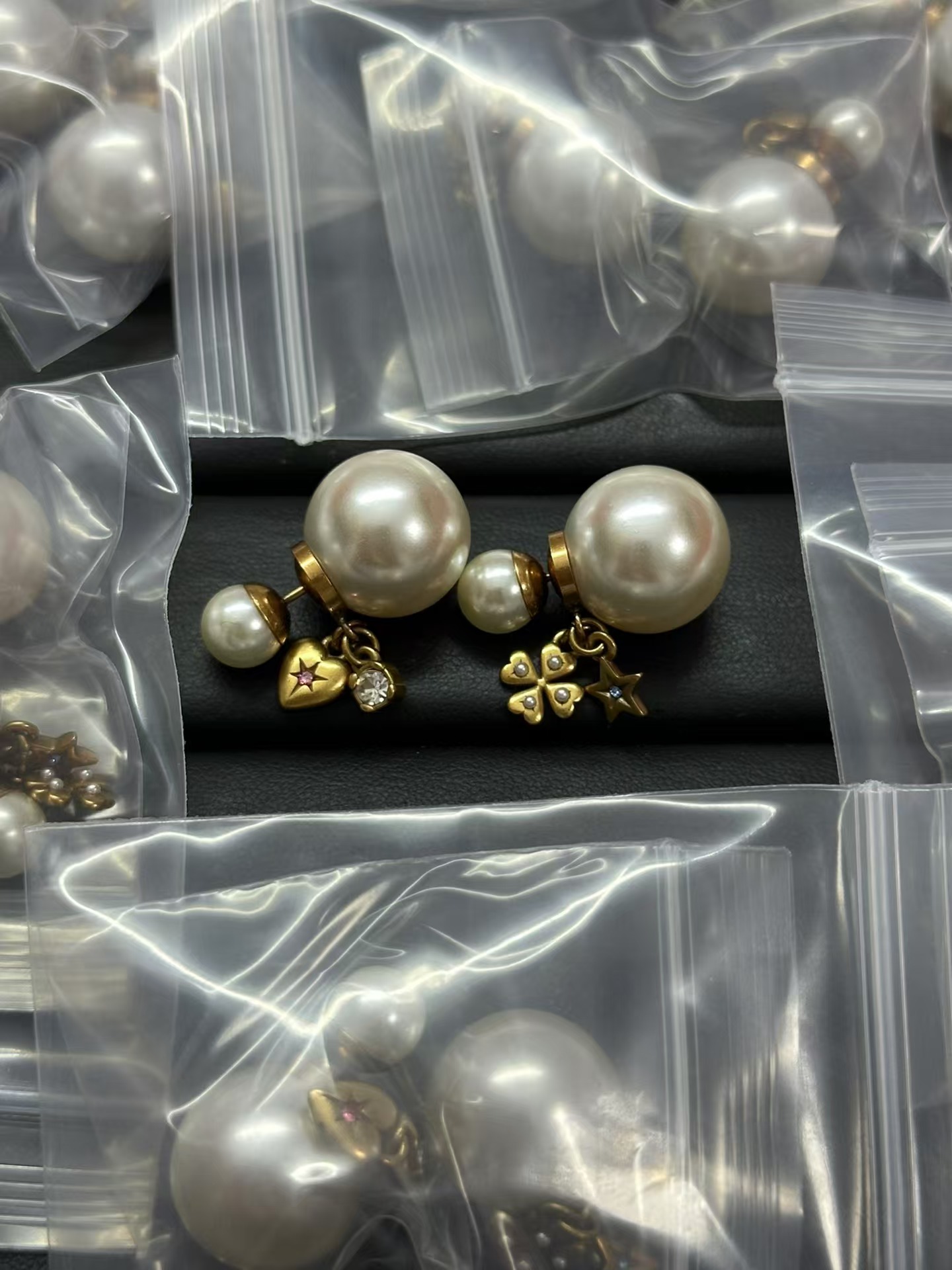 Dior Asymmetrical Charms Pearl Earrings - Original Replica Club