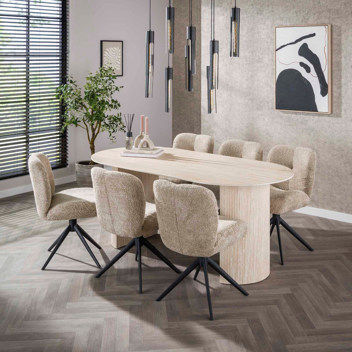 Fraaai - Dexter eettafel 180 cm keramiek - naturel