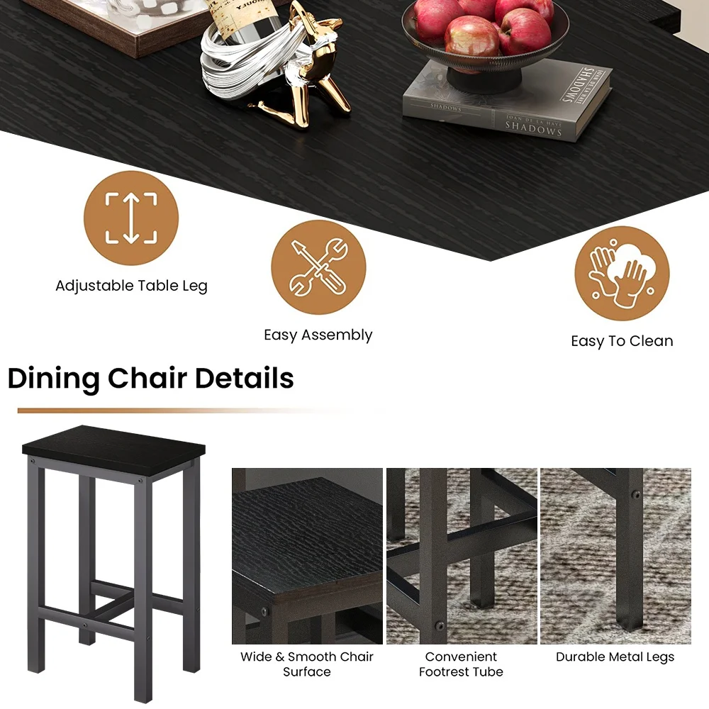 Counter Height Table Set of 5, Breakfast Bar Table and Stool Set, Minimalist Dining Table with Backless Stools, Wood Top Pub Table & Chair Set for Kitchen Apartment Bistro - Space Saving - Image 49