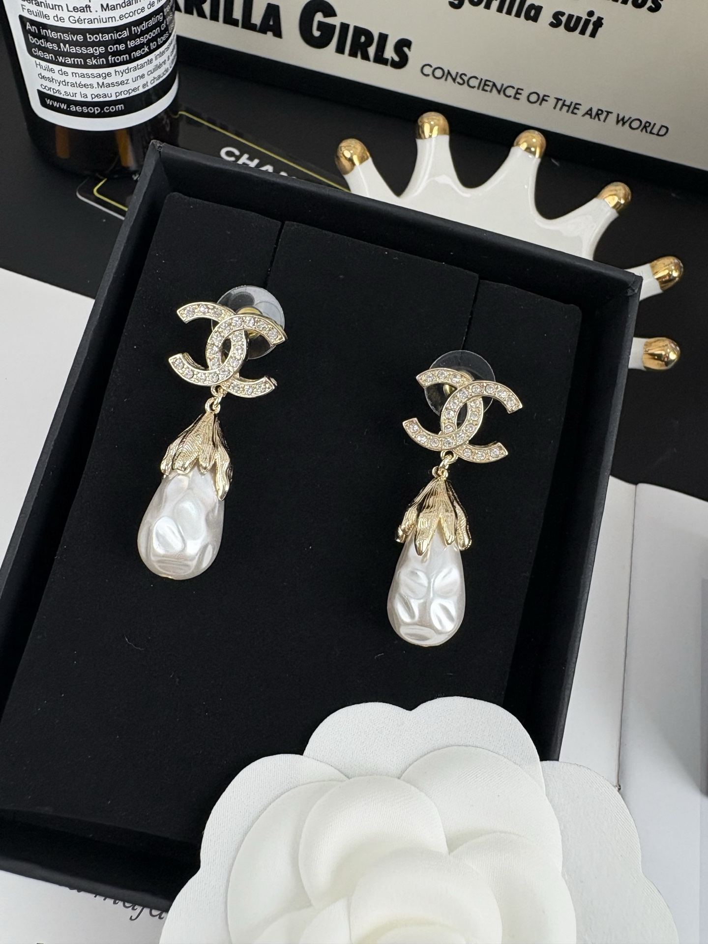 Chanel Vintage Baroque Pearl Dangle Earrings - Original Replica Club