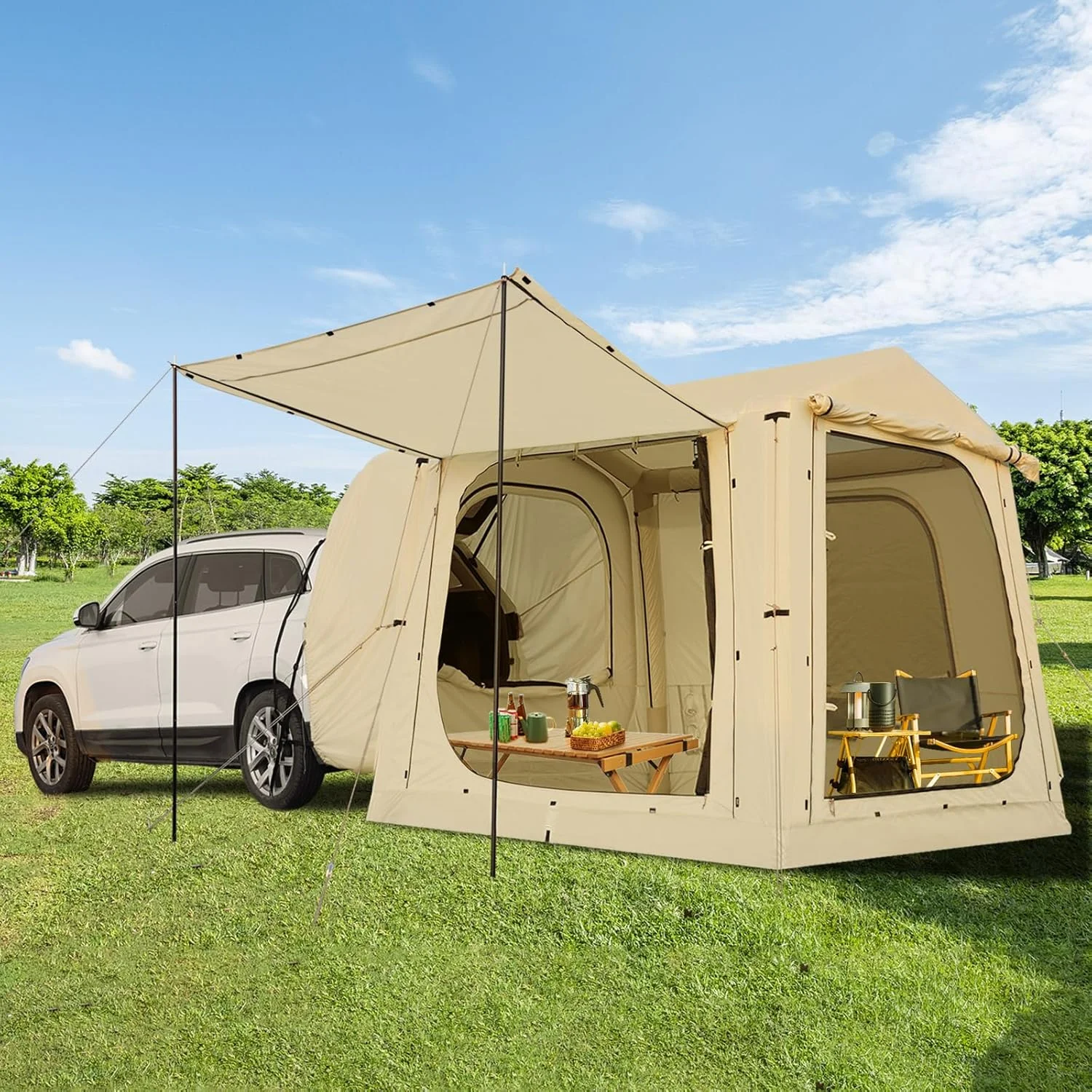 Lilypelle 4-6 Person Blow Up Inflatable Tent with Stove Jack, Hot Tent for Camping with Hand Pump, Waterproof Inflatable Camp Tent with Mesh Windows, Easy Setup Glamping Inflatable House - Image 40
