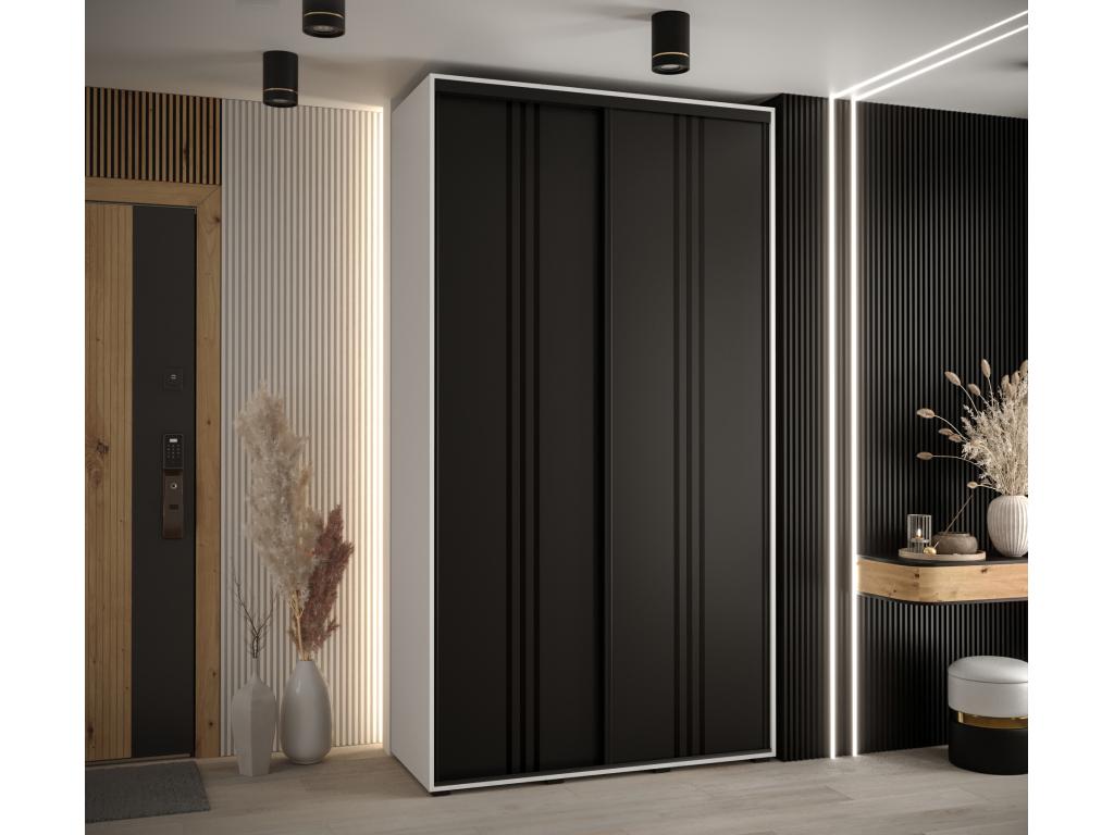 ARMARIO DAVOS 6 DE PUERTAS CORREDERAS 235,2/140/60 2 puertas (Blanco/Negro/Negro)