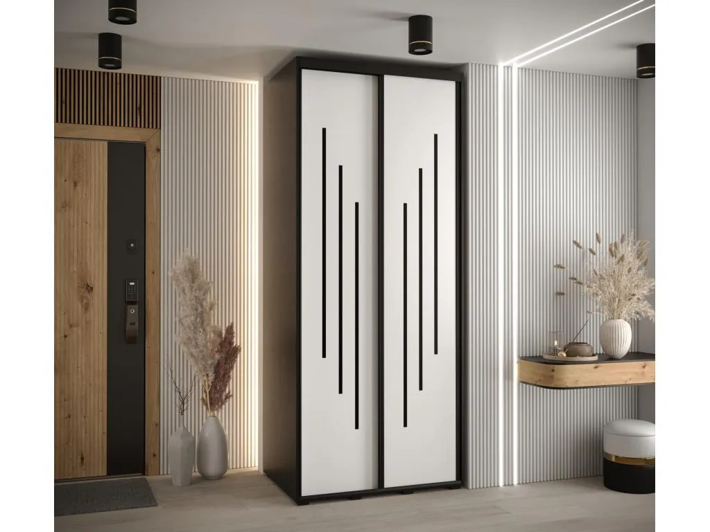 ARMARIO Mueblesclasic 8 DE PUERTAS CORREDERAS 235.2/110/45 2 puertas (Negro/Blanco/Negro)