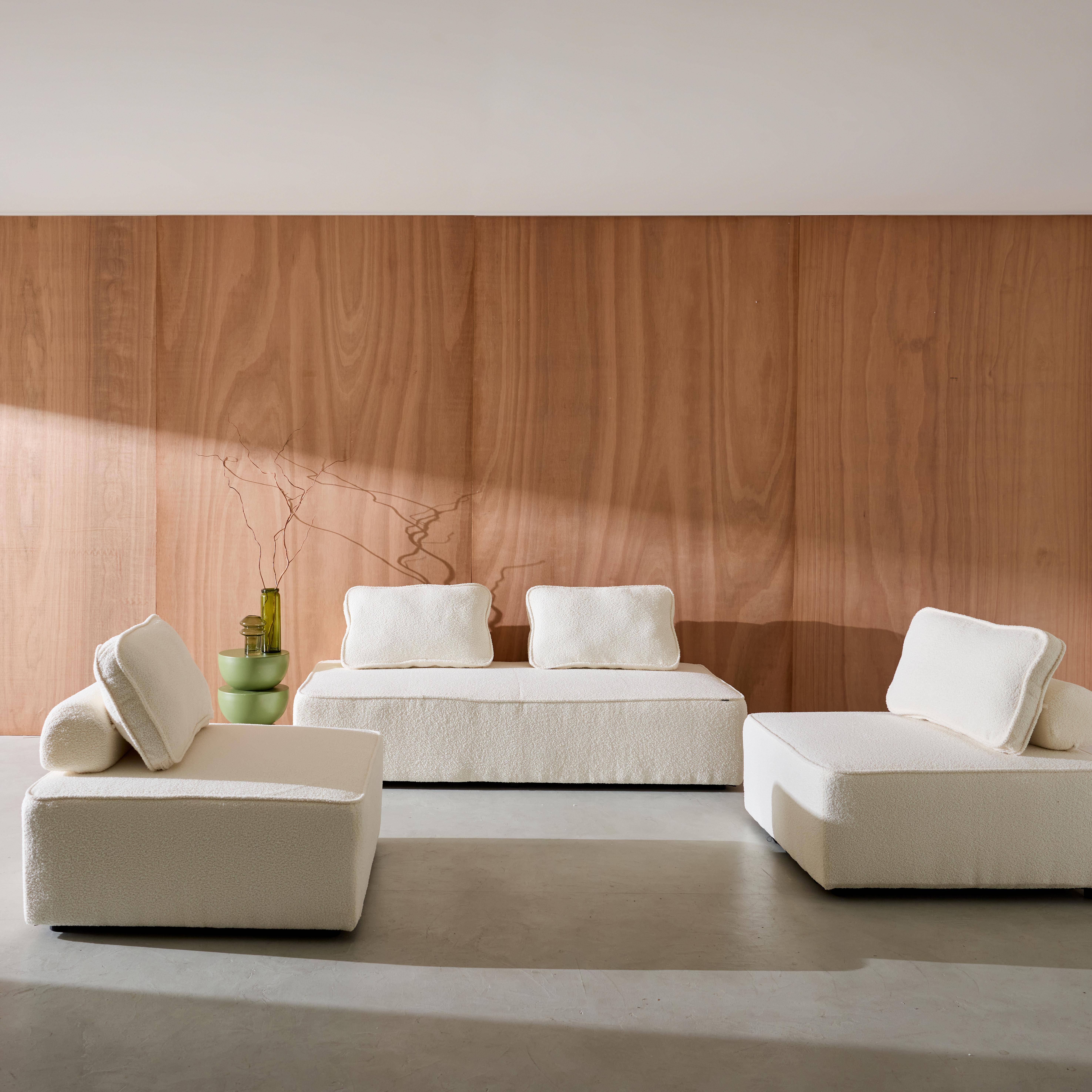 Bao - Sofá modular en tejido borreguito, 4 plazas