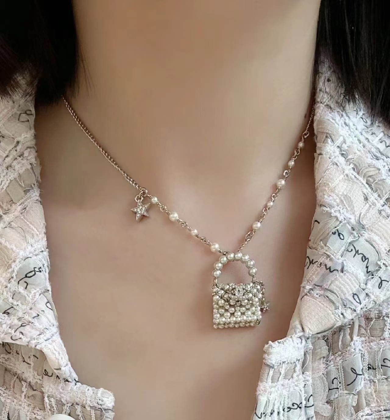 Chanel Pearl Bag Pendant Necklace - Original Replica Club