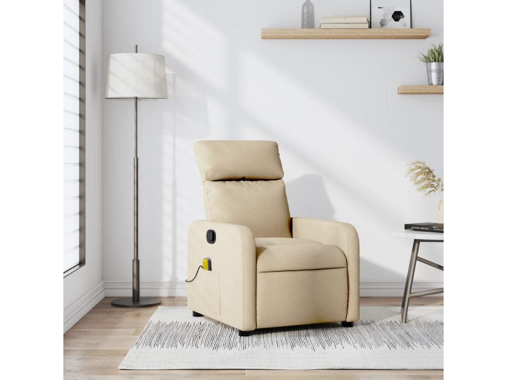 Sillón de masaje reclinable de tela crema