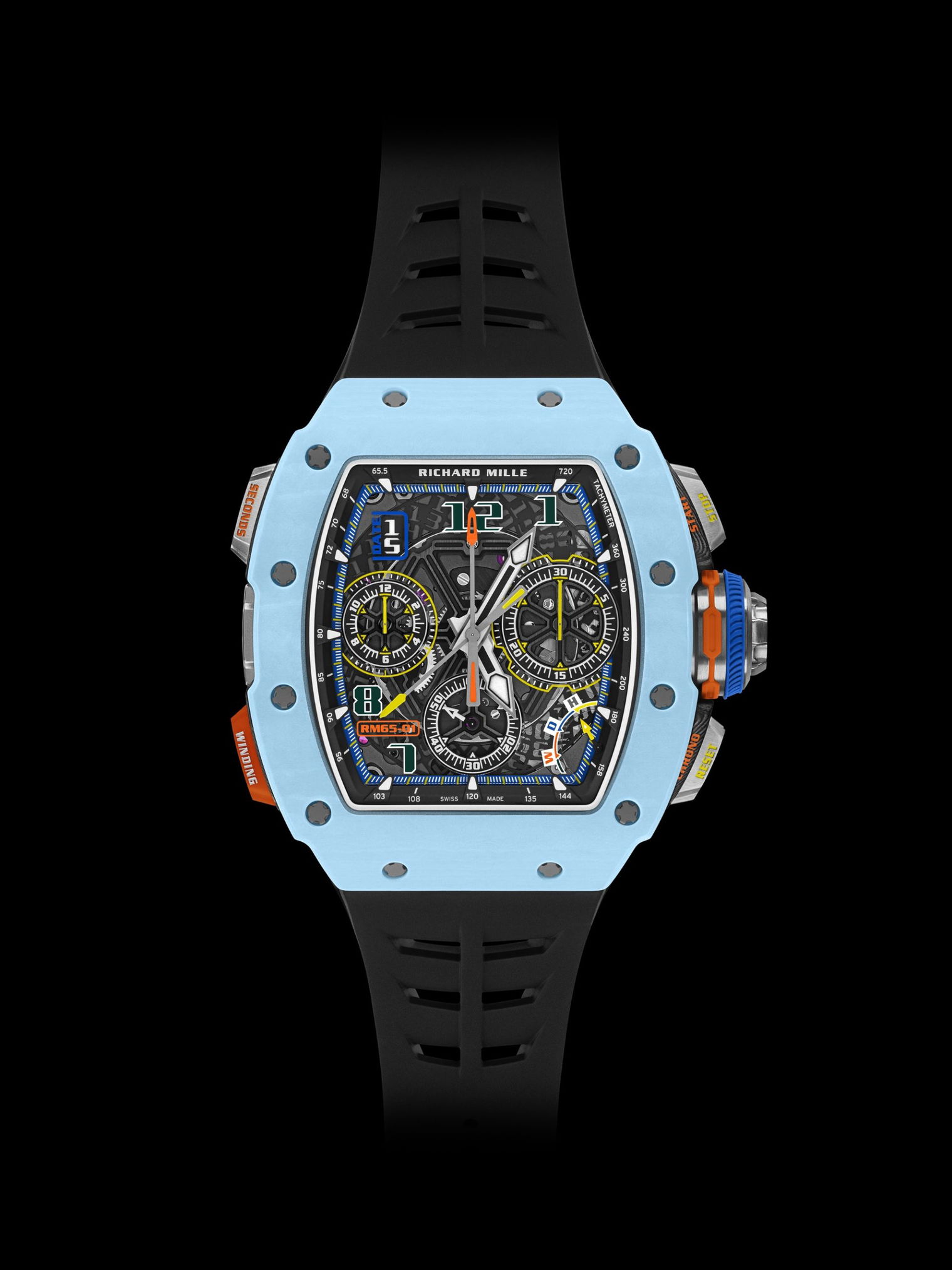 Superclone Richard Mille 65-01 Automatic Split-Seconds Chronograph Pastek Blue Quartz TPT®